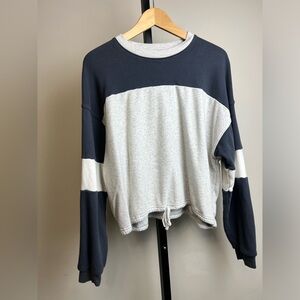 American Eagle fleece crewneck sweater with cinch tie